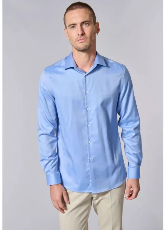 jerem Chemise à rayures en biais en coton – Sans repassage – Comfort fit- Chemises Sans Repassage