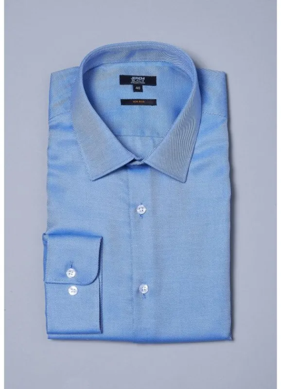 jerem Chemise à rayures en biais en coton – Sans repassage – Comfort fit- Chemises Sans Repassage