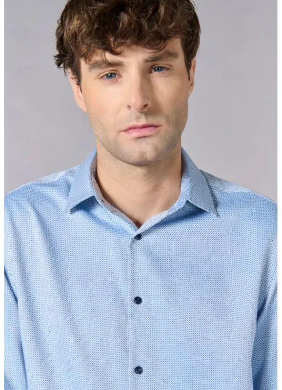 jerem Chemise texturée à motif fantaisie en coton – Sans repassage – Comfort fit- Chemises Sans Repassage