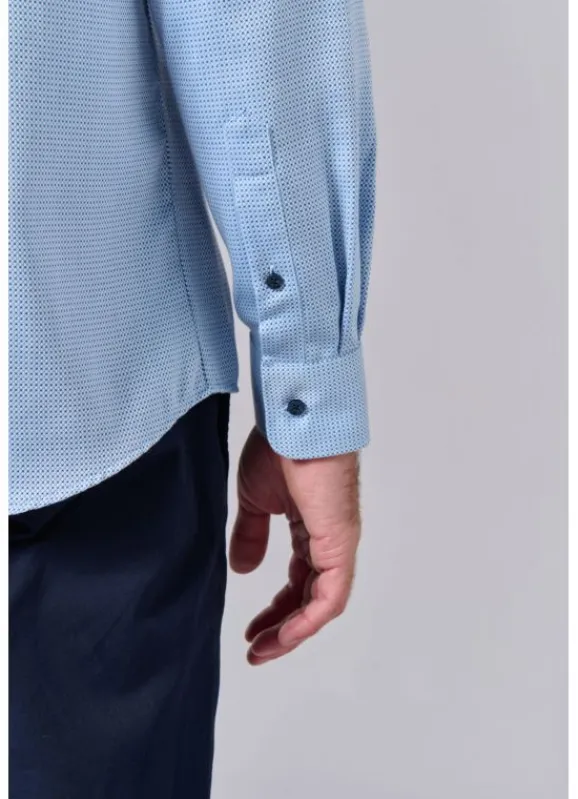 jerem Chemise texturée à motif fantaisie en coton – Sans repassage – Comfort fit- Chemises Sans Repassage