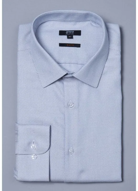 jerem Chemise texturée à motif fantaisie en coton – Sans repassage – Comfort fit- Chemises Sans Repassage