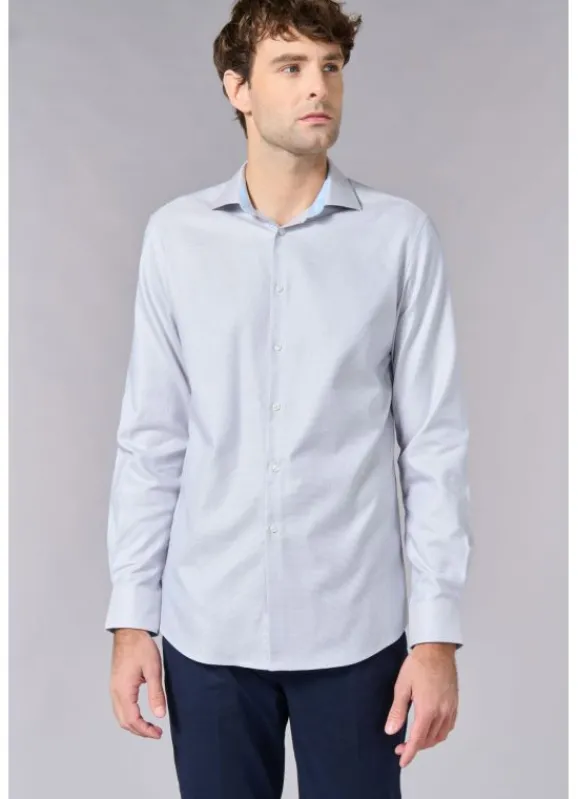 jerem Chemise texturée à motif fantaisie en pur coton – Coupe ajustée - Repassage facile- Chemises Repassage Facile