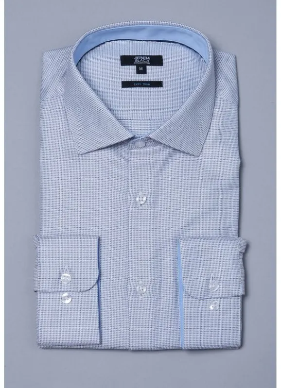 jerem Chemise texturée à motif fantaisie en pur coton – Coupe ajustée - Repassage facile- Chemises Repassage Facile