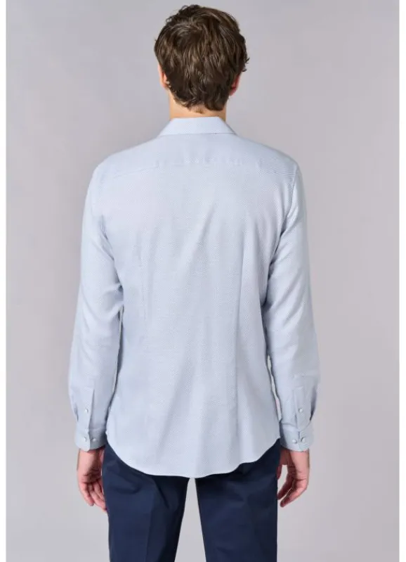 jerem Chemise texturée à motif géométrique en pur coton – Coupe ajustée - Repassage facile- Chemises Repassage Facile