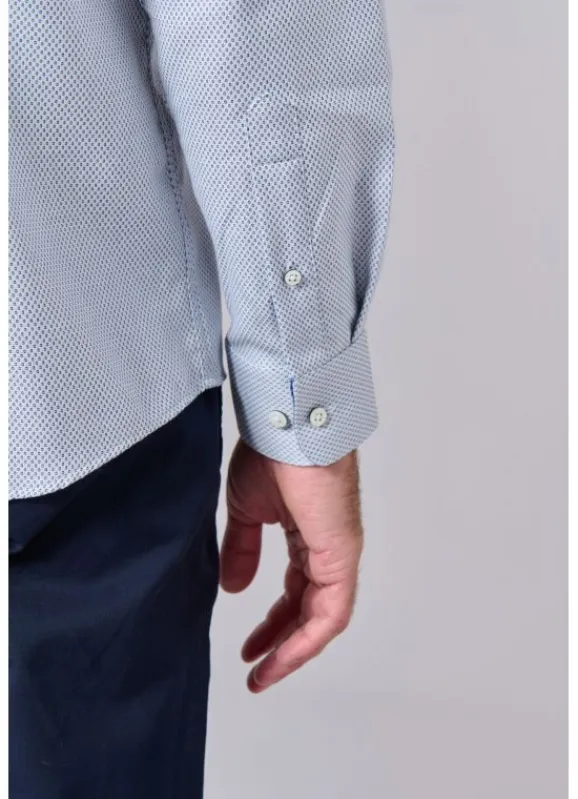 jerem Chemise texturée à motif géométrique en pur coton – Coupe ajustée - Repassage facile- Chemises Repassage Facile