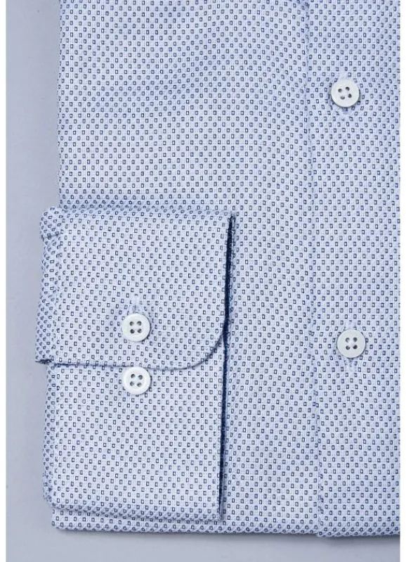 jerem Chemise texturée à motif géométrique en pur coton – Coupe ajustée - Repassage facile- Chemises Repassage Facile