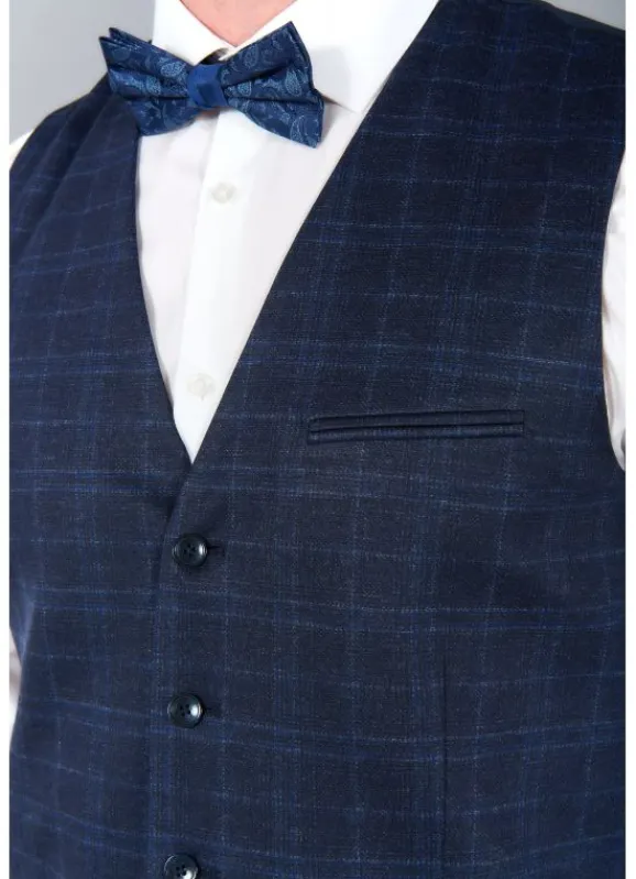 jerem Gilet de costume extra-slim en maille stretch imprimée Prince de Galles- Costumes Stretch | Gilets De Costumes