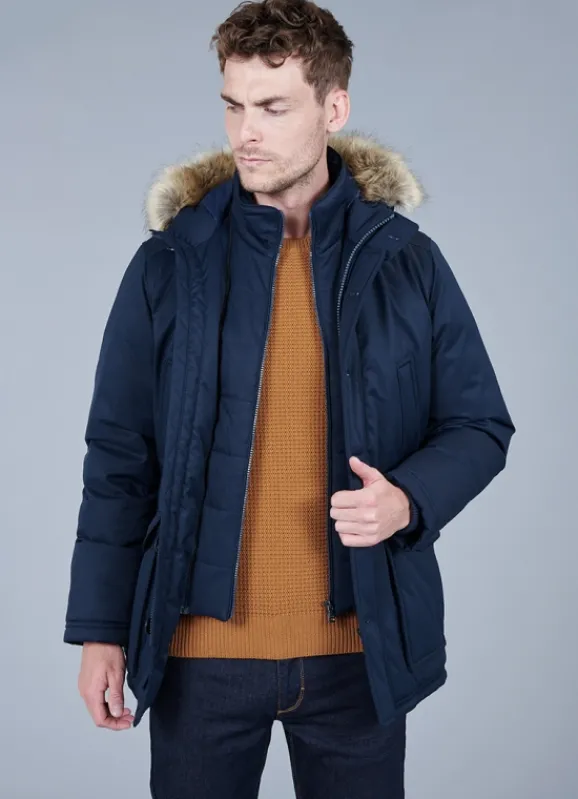 jerem Parka en duvet avec capuche et bande en fausse fourrure amovible- Parkas Capuche