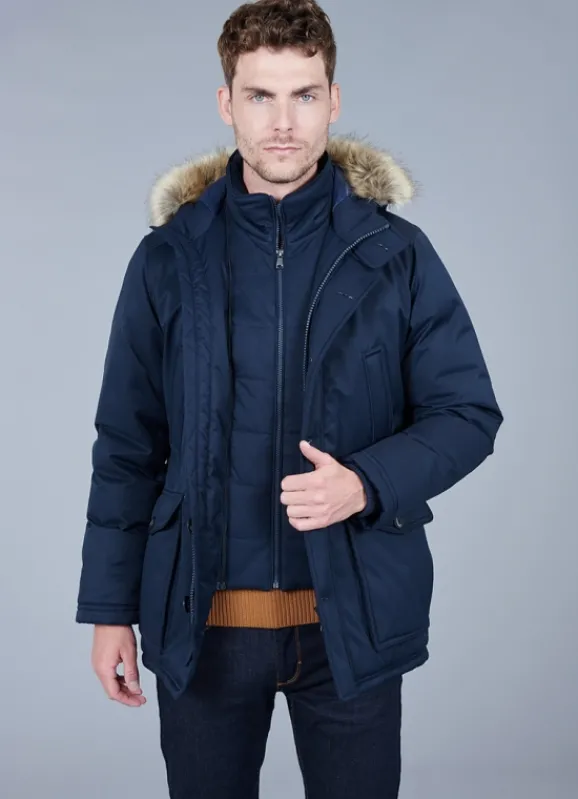 jerem Parka en duvet avec capuche et bande en fausse fourrure amovible- Parkas Capuche
