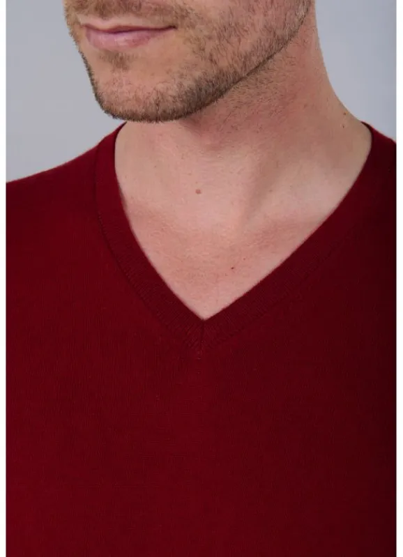 jerem Pull col V coton en coton et cachemire Corki- Pull Col V