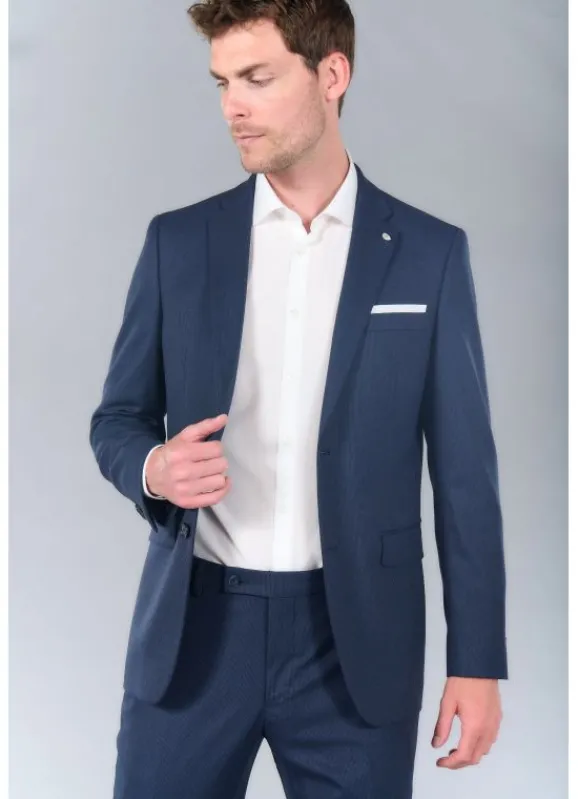 jerem Veste de costume classique en étamine faux unis- Vestes Costume Bleu | Costumes Décontracté