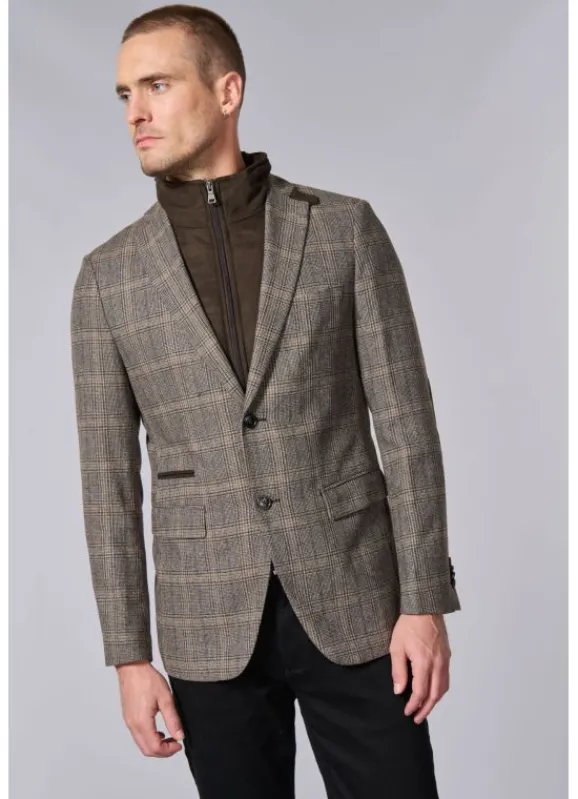 jerem Veste souple en prince de Galles à plastron amovible en suédine- Vestes & Blazers