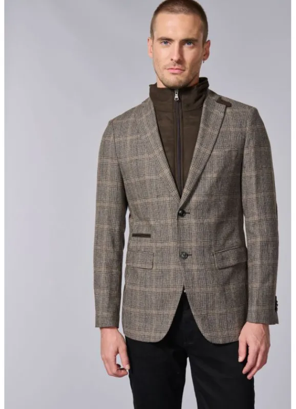 jerem Veste souple en prince de Galles à plastron amovible en suédine- Vestes & Blazers