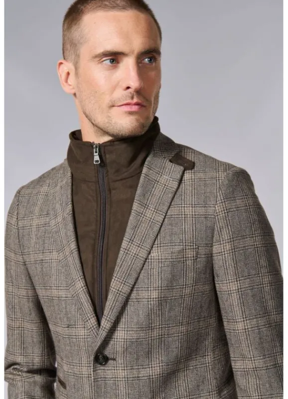 jerem Veste souple en prince de Galles à plastron amovible en suédine- Vestes & Blazers