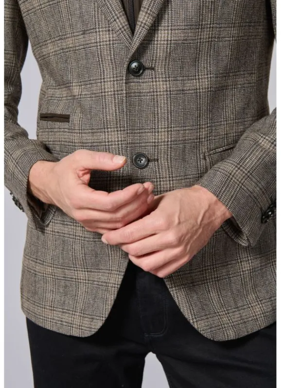 jerem Veste souple en prince de Galles à plastron amovible en suédine- Vestes & Blazers