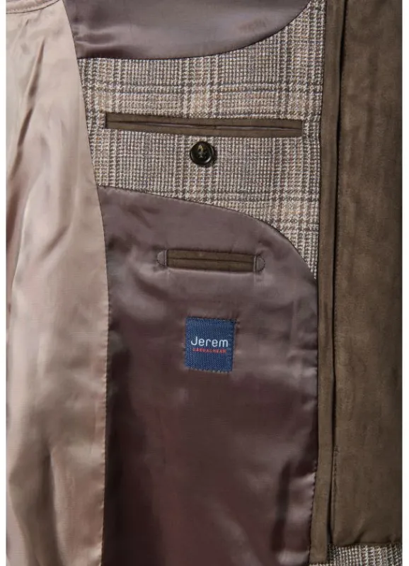 jerem Veste souple en prince de Galles à plastron amovible en suédine- Vestes & Blazers